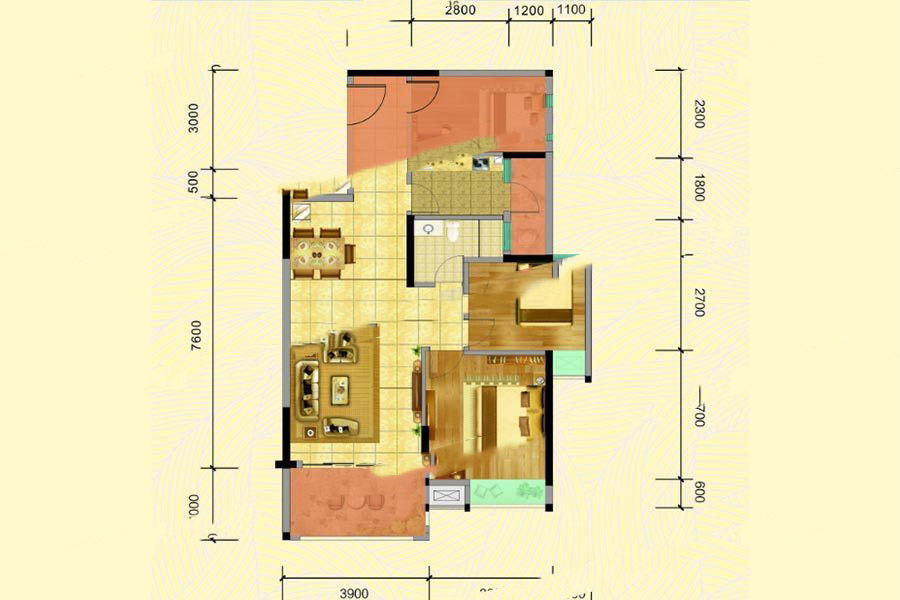 4幢03、08房 3室2廳2衛(wèi)1廚 87.85㎡