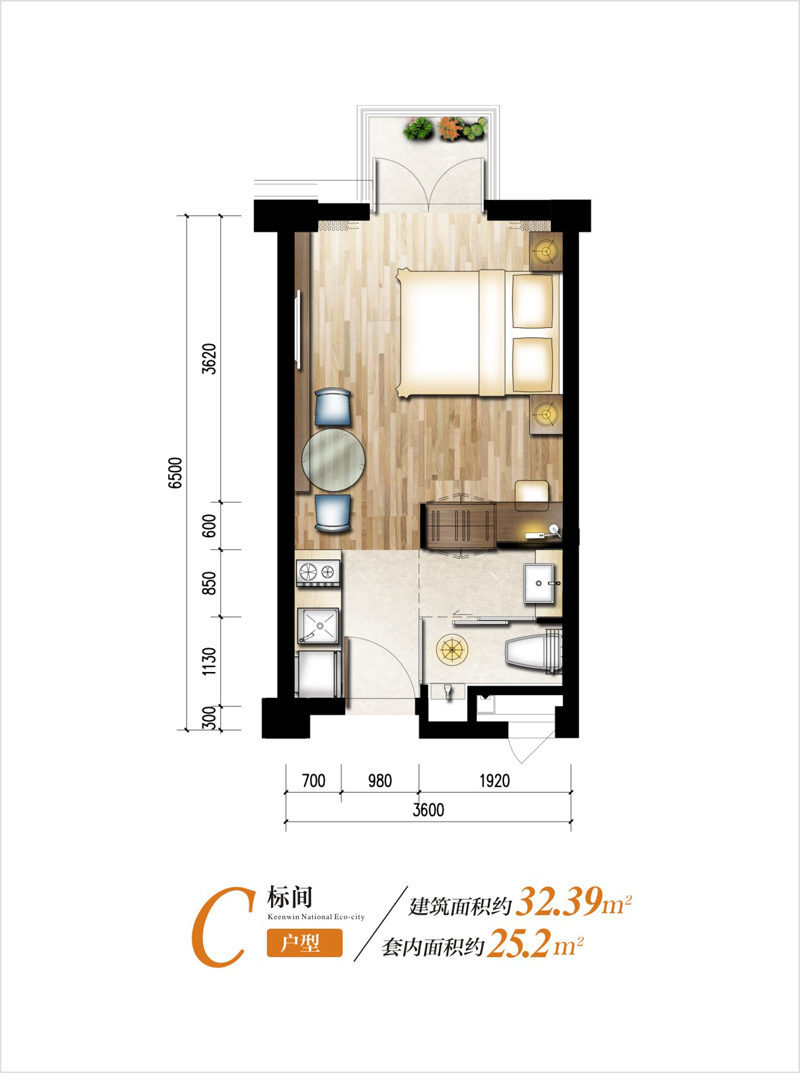 開(kāi)維生態(tài)城開(kāi)維生態(tài)城國(guó)際公寓C戶型圖