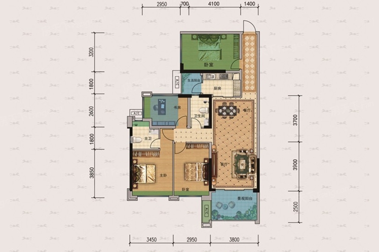 建實帝景銀灣1號樓04戶型111.18 ㎡