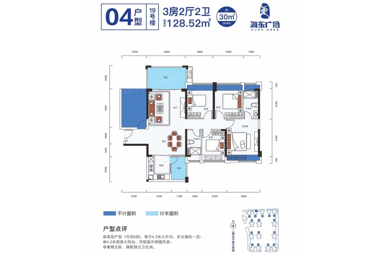 地標(biāo)海東廣場(chǎng)19號(hào)樓04戶型128.52 ㎡