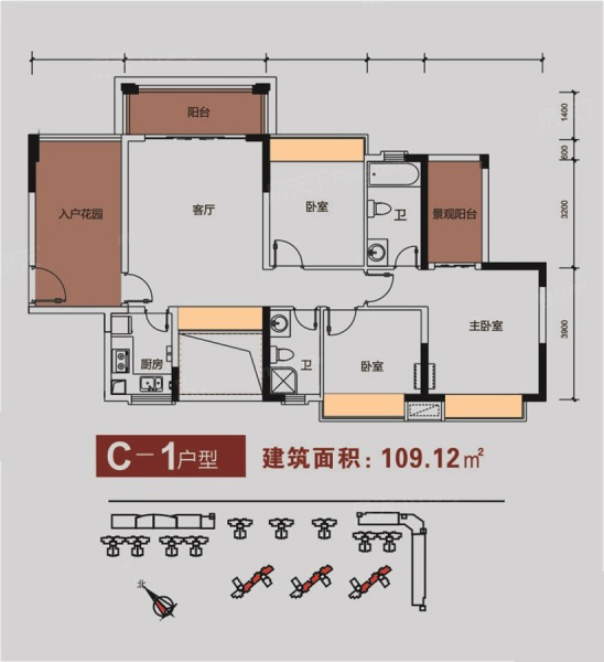 金碧麗江東海岸花園C-1戶型109.12 ㎡